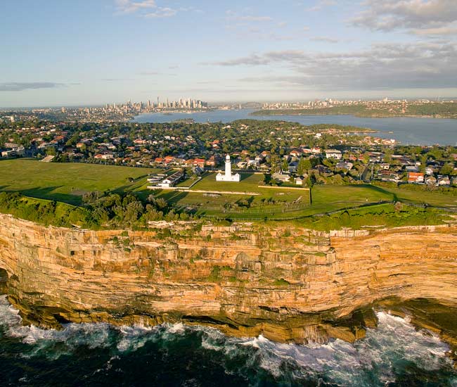 Aerial Macquarie Lighthouse Vaucluse Sydney Harbour 650X550
