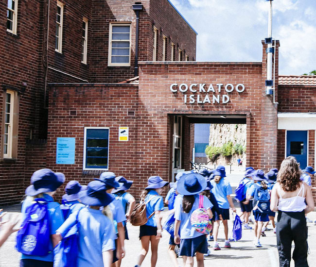 School Group Cockatoo Island Entrance Sydney 650X550
